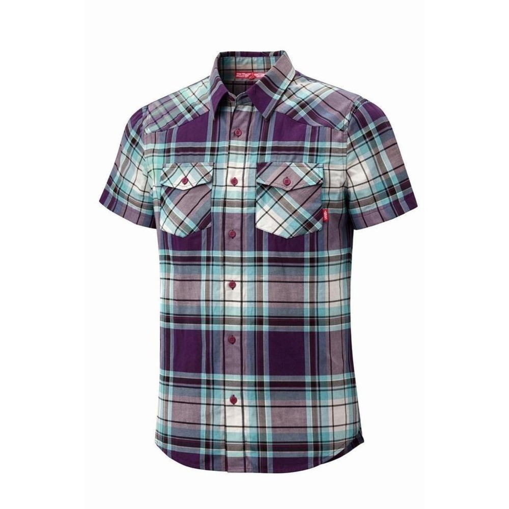 Vans Plaid Short‎ Sleeve Button Up Shirt Mens Size Medium Purple Teal